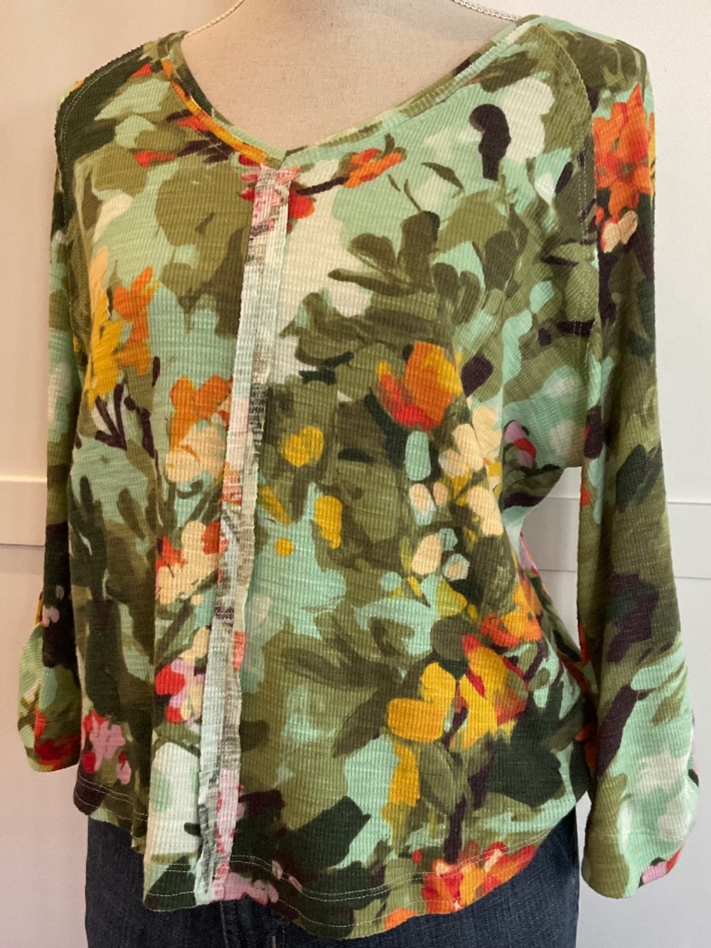 WESTBOUND PETITE LARGE COTTON WAFFLE KNIT TOP P/L autumn colors